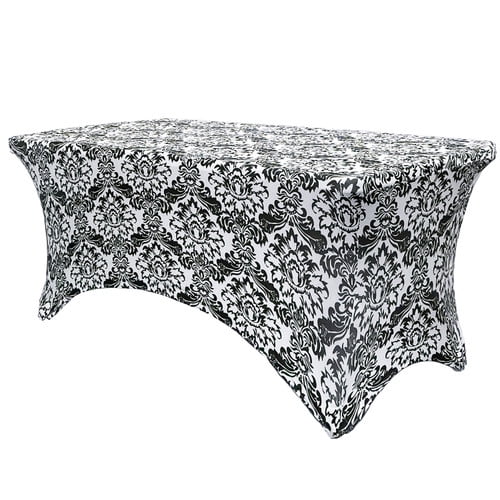 Stretch Spandex 8 ft Rectangular Damask Table Cover