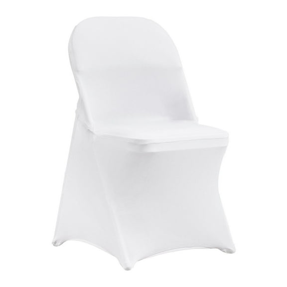 100PCS White Stretch Spandex Folding Chair Covers - Universal Elastic Slipcovers, Washable Fabric Covers for Wedding, Party, Banquet, Dining & Events
