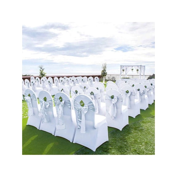Stretch Spandex Folding Chair Covers Universal Fitted Chair Cover Removable Washable Protective Slipcovers For Wedding Holiday Banquet Party Celebration Dining (12PCS White)