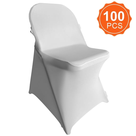 Stretch Spandex Folding Chair Covers – Versatile Washable Slipcovers for Weddings, Parties & Christmas (100PC/White)