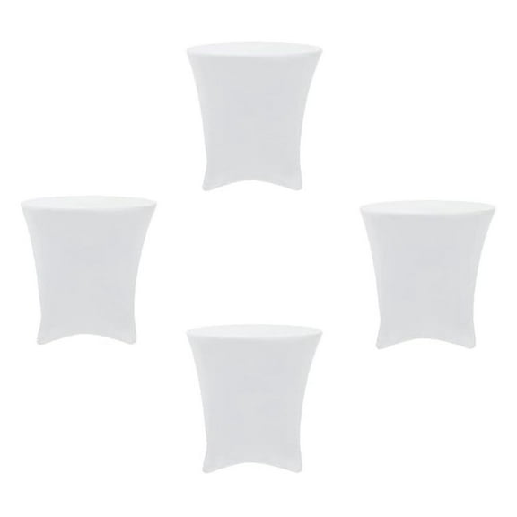 Stretch Spandex Table Covers 30x30 Lowboy Round - 4 Pack White - Cocktail Table Covers for Events, Parties, Weddings, Trade Shows - Elastic Fitted