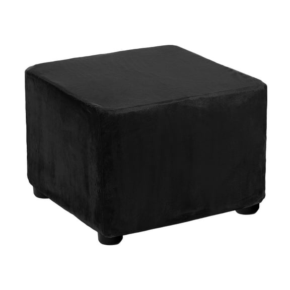 Stretch Square Footrest Slipcover with Elastic Band Fit 13"-18", Black