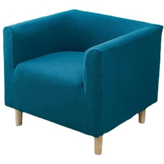 Solid Color Stretch Square Single Sofa Club Chair Slipcovers, Peacock Blue