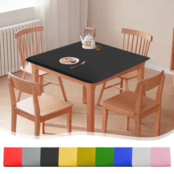 Square Tablecloth Cover | 33.86x33.86 Inch Elastic Fitted Table Cover | Dustproof Stain Resistant Wrinkle-Free Polyester | Versatile for Dining Card Poker Tables | 1 Pack | Multiple Colors