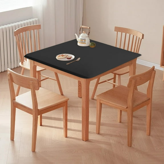 Stretch Square Tablecloth | Elastic Polyester Table Cover | 86x86cm/33.86x33.86in | Snug Fit Dust Proof Stain Resistant | Easy Install Washable Fabric Tabletop Protection