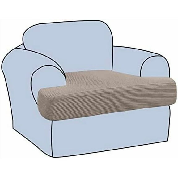 Stretch T Cushion Chair Sofa Slipcover T Cushion Covers for Living Room Armchair Couch Cover T Cushion Slipcover Seat Cover with Elastic Bands Thicker Jacquard Fabric, Taupe