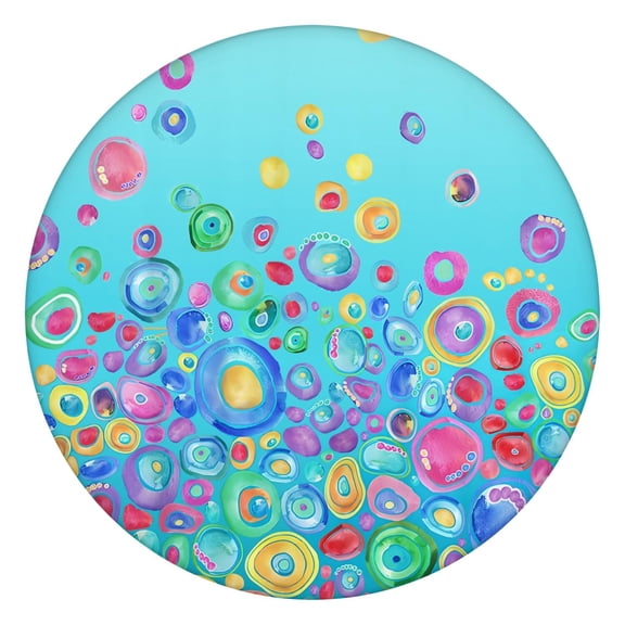 Stretch Tablecloth for Outdoor - Colorful Rainbow Animals Waterproof Round Table Cover, Windproof & Scratch-Resistant for Families with Kids/Pets