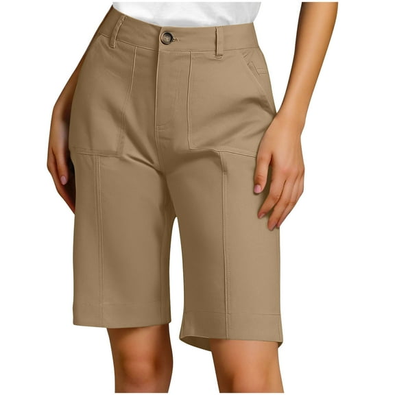 Stretch Twill Bermuda Shorts for Women Trendy 2025 Casual Summer High Waisted Chino Shorts Straight Leg Hiking Vacation Outfits