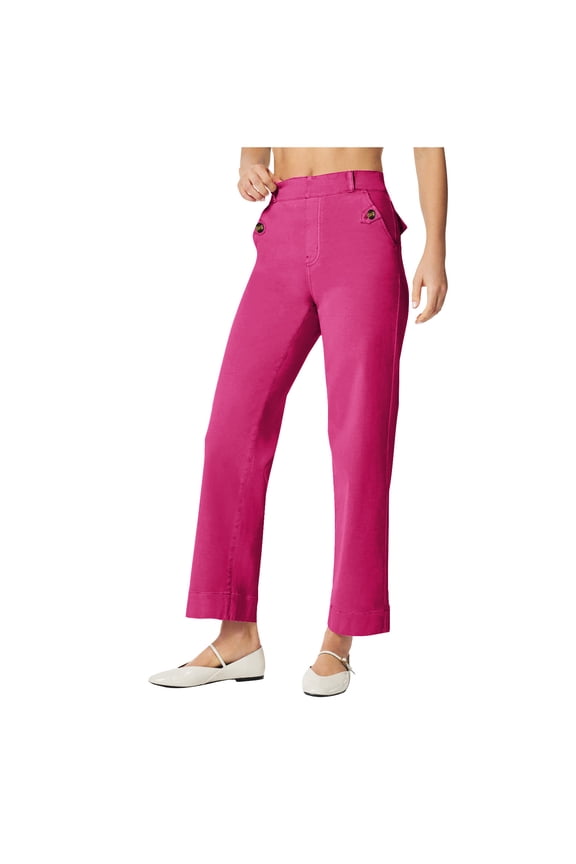 Stretch Twill Cropped Wide Leg Pant Women High Waisted Tummy Control Crop Jeans Casual Loose Straight Leg Chino Pants