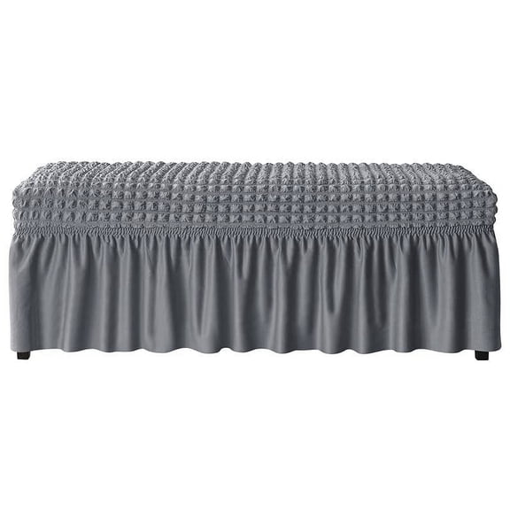 Stretch Upholstered Bench Slipcover, Seersucker Dining Room Bench Covers with Skirt Bench Seat Protector Soft Dining Bench Cover for Dining Room