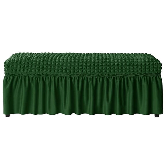 Stretch Upholstered Bench Slipcover, Seersucker Dining Room Bench Covers with Skirt Bench Seat Protector Soft Dining Bench Cover for Dining Room