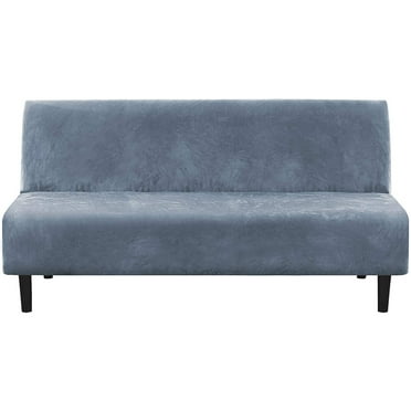 Stretch Velvet Armless Futon Cover, Soft Sofa Slipcover Armless Washable Futon Couch Cover