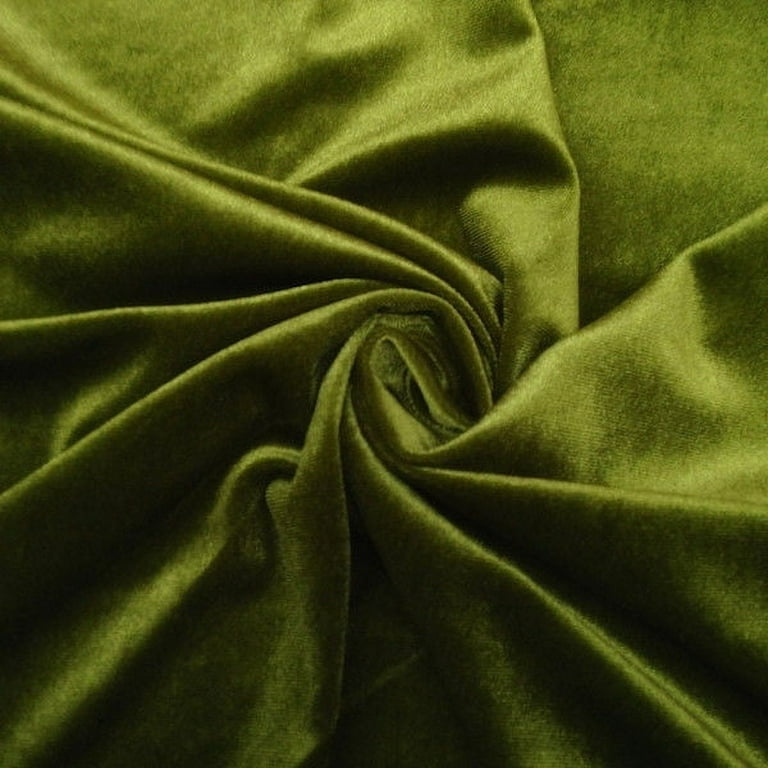 Tablecloth Market Stretch Velvet Fabric 60'' Wide by The Yard Craft Dress Fabric 24 Colors Panels, (Color: Olive), Green