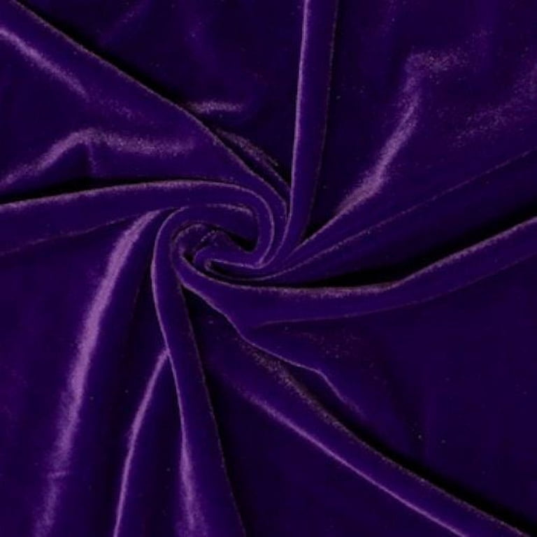 Stretch Velvet Fabric 60'' Wide by the Yard CRAFT DRESS FABRIC 24 COLORS  panels, (Color: Purple)