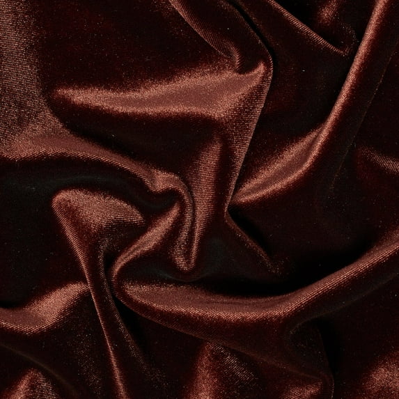 Stretch Velvet Fabric 60'' Wide by the Yard for Sewing Apparel Costumes Craft (Brown)