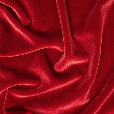 Stretch Velvet Fabric 60'' Wide by the Yard for Sewing Apparel Costumes Craft (Dark Red)