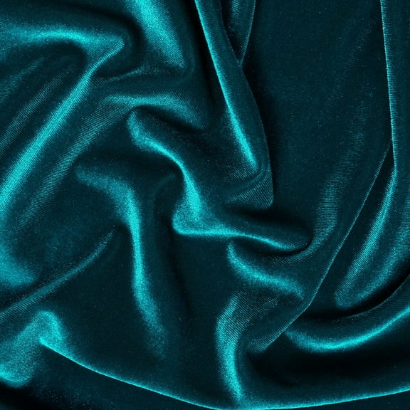 Stretch Velvet Fabric 60'' Wide by the Yard for Sewing Apparel Costumes Craft (Teal)