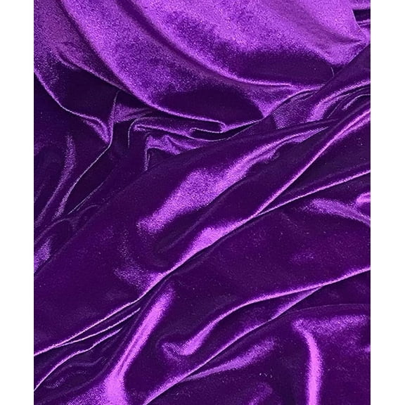 Stretch Velvet Fabric by the Yard – 60" Wide Soft Polyester Spandex Blend for Sewing, Costumes, and&nbsp;DIY&nbsp;Projects (Purple , 1 yard)