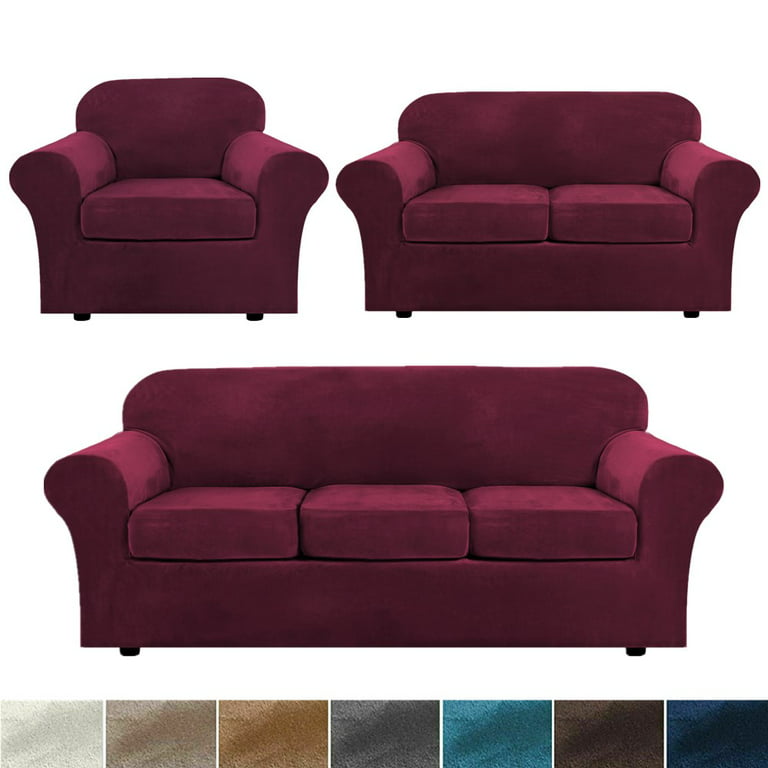 CHUN YI 2 Piece Stretch Couch Cushion Covers Or Sofa Backrest Cushion  Slipcovers Suitable for Armchair Loveseat Sofa, Couch Back Cushion Covers  Check