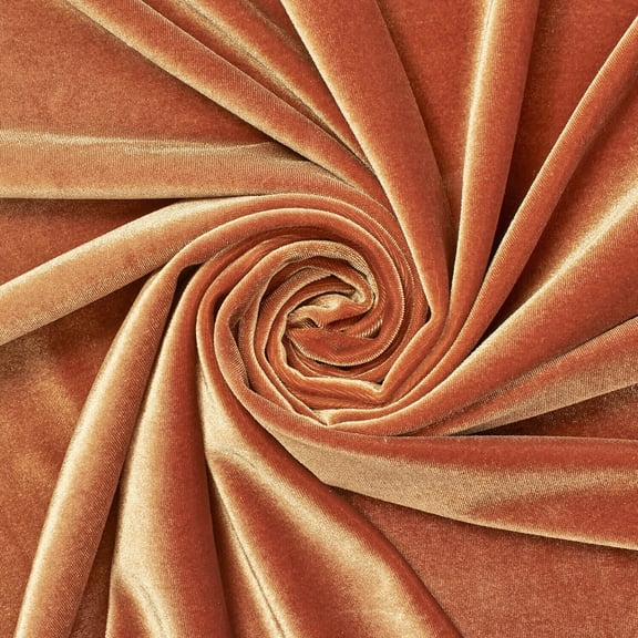 Stretch Velvet Polyester Spandex Heavyweight 60/61 Inch Fabric By The Yard For Sewing Apparel, Accessories, Crafts, & Decor (Copper, 5 Yards)