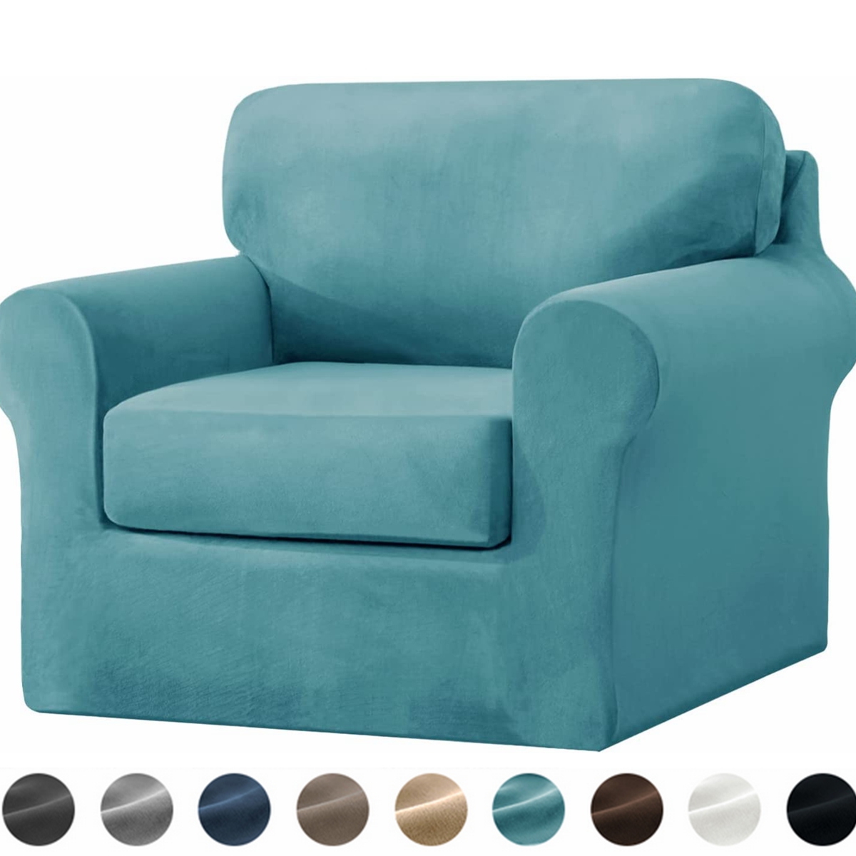 Stretch Velvet Sofa Cover,Slipcovers for Sofas with Separate Cushions and Backrests Covers, with Elastic Adjustment Band Slipcover
