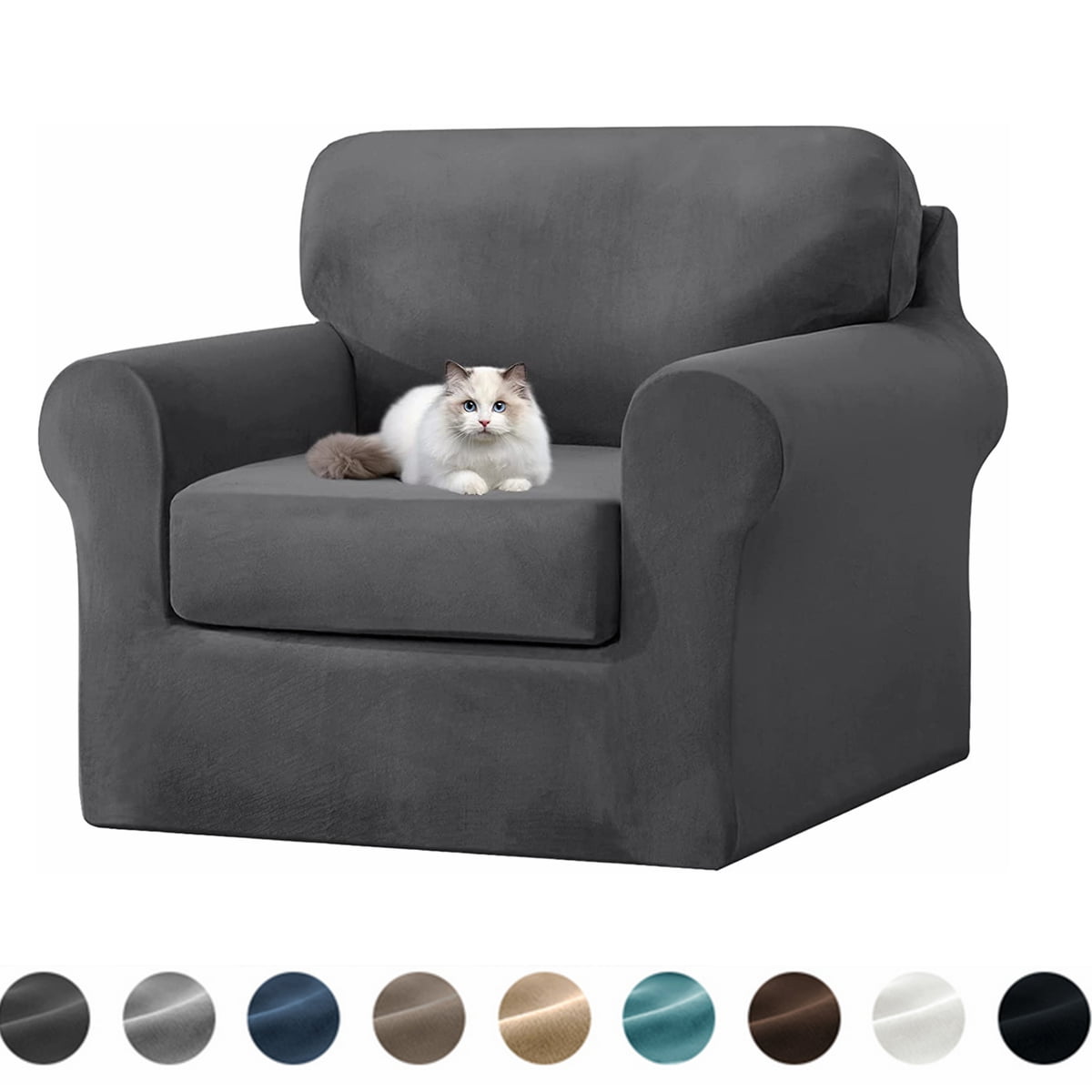 Stretch Velvet Sofa Cover,Slipcovers for Sofas with Separate Cushions and Backrests Covers, with Elastic Adjustment Band Slipcover