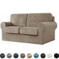 thumbnail image 1 of Stretch Velvet Sofa Cover,Slipcovers for Sofas with Separate Cushions and Backrests Covers, with Elastic Adjustment Band Slipcover, 1 of 8