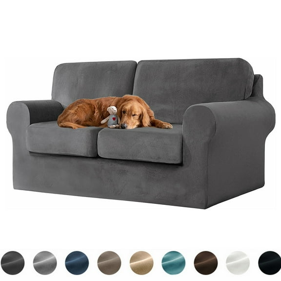 Stretch Velvet Sofa Cover,Slipcovers for Sofas with Separate Cushions and Backrests Covers, with Elastic Adjustment Band Slipcover