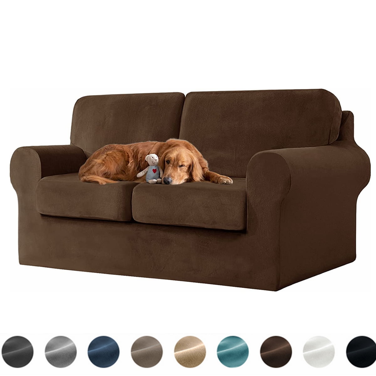 Stretch Velvet Sofa Cover,Slipcovers for Sofas with Separate Cushions and Backrests Covers, with Elastic Adjustment Band Slipcover