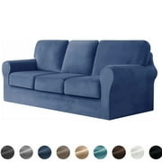 Stretch Velvet Sofa Cover,Slipcovers for Sofas with Separate Cushions and Backrests Covers, with Elastic Adjustment Band Slipcover