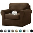 thumbnail image 1 of Stretch Velvet Sofa Cover,Slipcovers for Sofas with Separate Cushions and Backrests Covers, with Elastic Adjustment Band Slipcover, 1 of 9