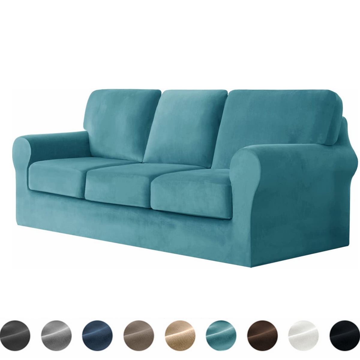 Stretch Velvet Sofa Cover,Slipcovers for Sofas with Separate Cushions
