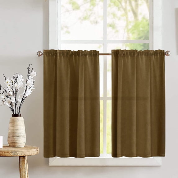 Stretch Velvet Solid Café Tier Curtains Window Treatment Kitchen Home Décor