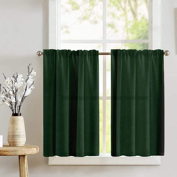 Stretch Velvet Solid Café Tier Curtains Window Treatment Kitchen Home Décor