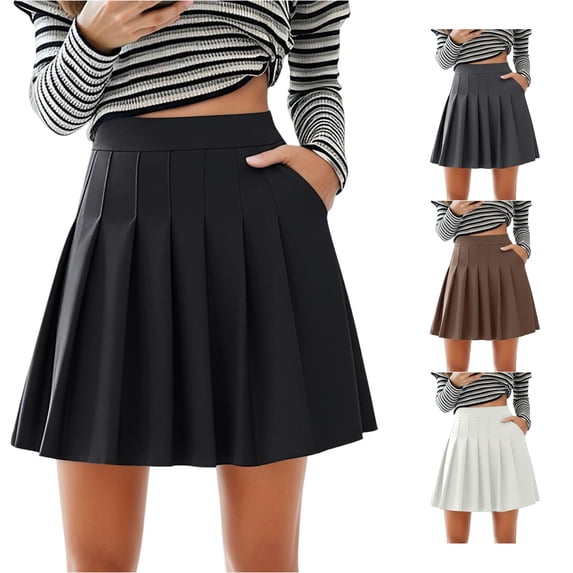 Stretch Waist Pleated Skirt with Pockets Casual A Line Skirt for Summer Daily Wear Comfortable Flowy Feminine Outfit Skirts for Women Long Length XL