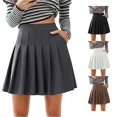 thumbnail image 1 of Stretch Waist Pleated Skirt with Pockets Casual A Line Skirt for Summer Daily Wear Comfortable Flowy Feminine Outfit Skirts for Women Long Length XL, 1 of 9
