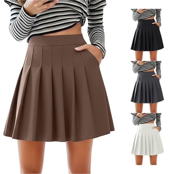 Stretch Waist Pleated Skirt with Pockets Casual A Line Skirt for Summer Daily Wear Comfortable Flowy Feminine Outfit Skirts for Women Long Length XS