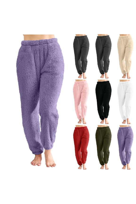 Stretch Waist Pocket Pants, Women's Casual Lounge Pants with Deep Pockets, Elastic Waist Solid Color Joggers, Home Wear Trousers, Relaxation Gifts for Women | CSEONE,White XL