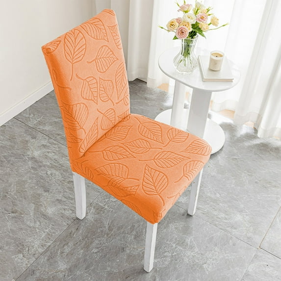 Stretch Washable Dining Room Chair Covers, Kitchen Seat Protectors with Integrated Cushion, Nylon Spandex Fabric Non-Slip, Perfect for Wedding Banquet Home Decor, Orange, 1pc