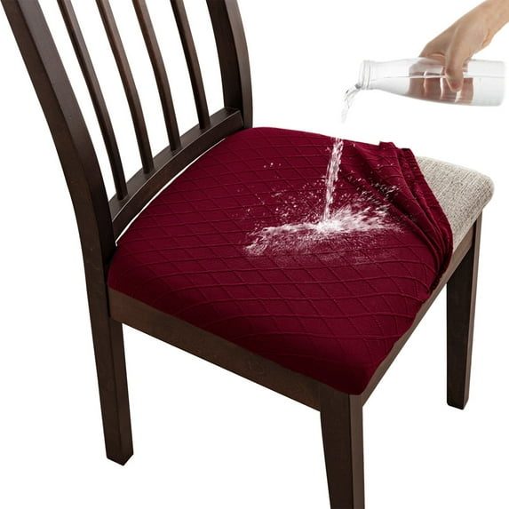 Stretch Waterproof Chair Seat Covers - Dining Room Chair Slipcovers - Anti-Spill Jacquard Fabric Protectors for Kitchen & Dining Chairs