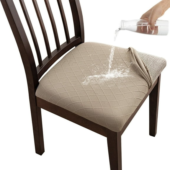 Stretch Waterproof Chair Seat Covers - Dining Room Chair Slipcovers - Anti-Spill Jacquard Fabric Protectors for Kitchen & Dining Chairs