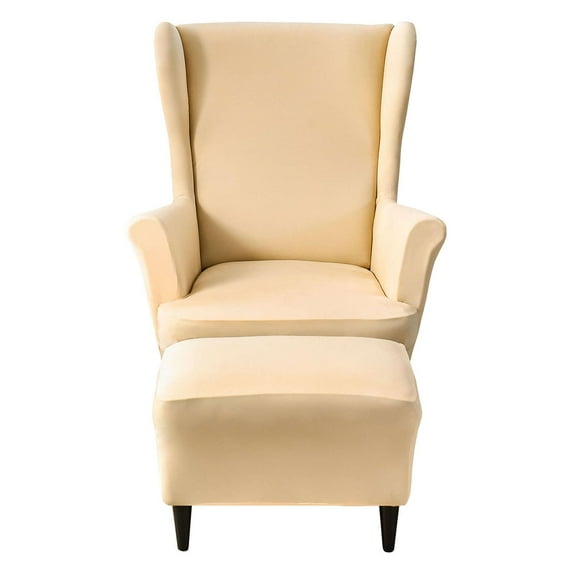 Stretch Wing Chair Cover Set, Wing Chair Slipcover with Ottoman Cover Wingback Chair Cover with Ottoman Slipcovers Soft Machine Washable for Living Room-Army Green-3 Piece