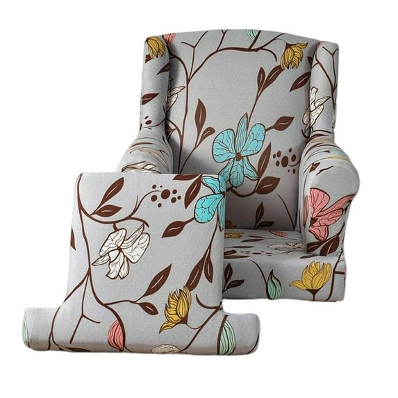 Stretch Wingback Chair Cover Sofa Cover Washable Chair Protector Armchair Cover Single Sofa Seat Cover for Wedding Gray