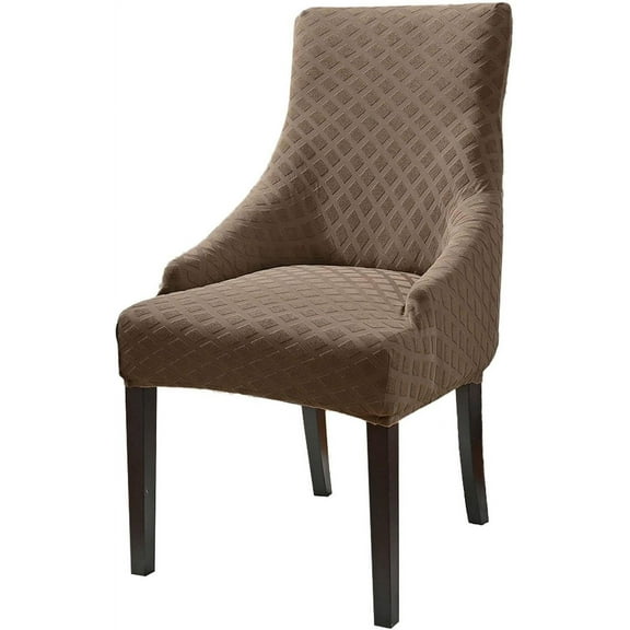 Stretch Wingback Side Chair Slipcover, Wingback Chair Cover Slipcover Soft with Elastic Bottom Dining Chair Covers Washable-Camel-Set of 1 Camel