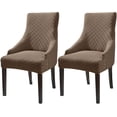 thumbnail image 1 of Stretch Wingback Side Chair Slipcover, Wingback Chair Cover Slipcover Soft with Elastic Bottom Dining Chair Covers Washable-Camel-Set of 2 Camel, 1 of 7