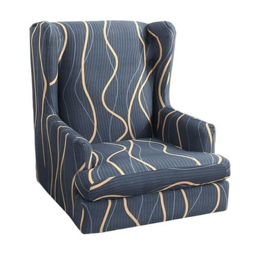 Stretch Wingback Slipcover Slipcovers for Wingback s Wing Cover Washable Polyester Non-Slip Furniture - G Stripe