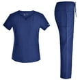 thumbnail image 1 of Stretch Women Nursing Scrubs Set - Pandamed Curved Notch Neck Doctor Slim Scrubs Medical Uniforms Top and Pants JYC302 NAVY XL, 1 of 6