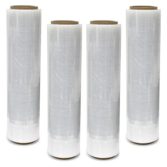 Stretch Wrap Film 18 Inch x 6000 SQ FT, 4 Rolls - Clear Pallet Wrap for Moving & Storage - Heavy Duty Plastic Wrap Roll 80 Gauge