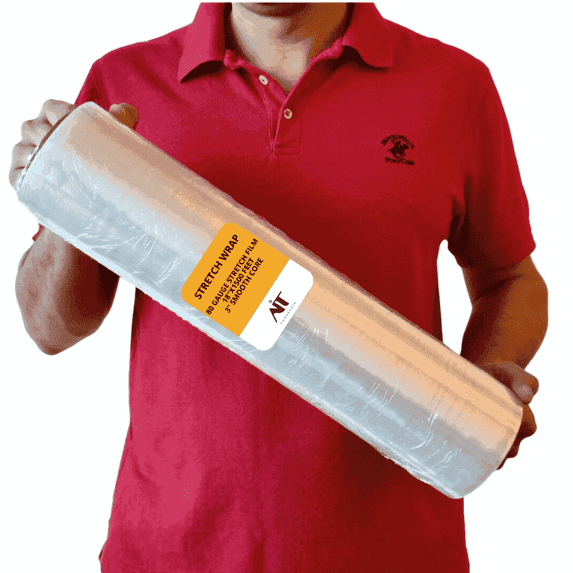AIT 80 Gauge Stretch Wrap Film Roll, 18" x 1500 ft, Extra Thick Pallet Wrap for Moving Furniture, Packing Boxes, Shipping, Storage & Warehouse Use