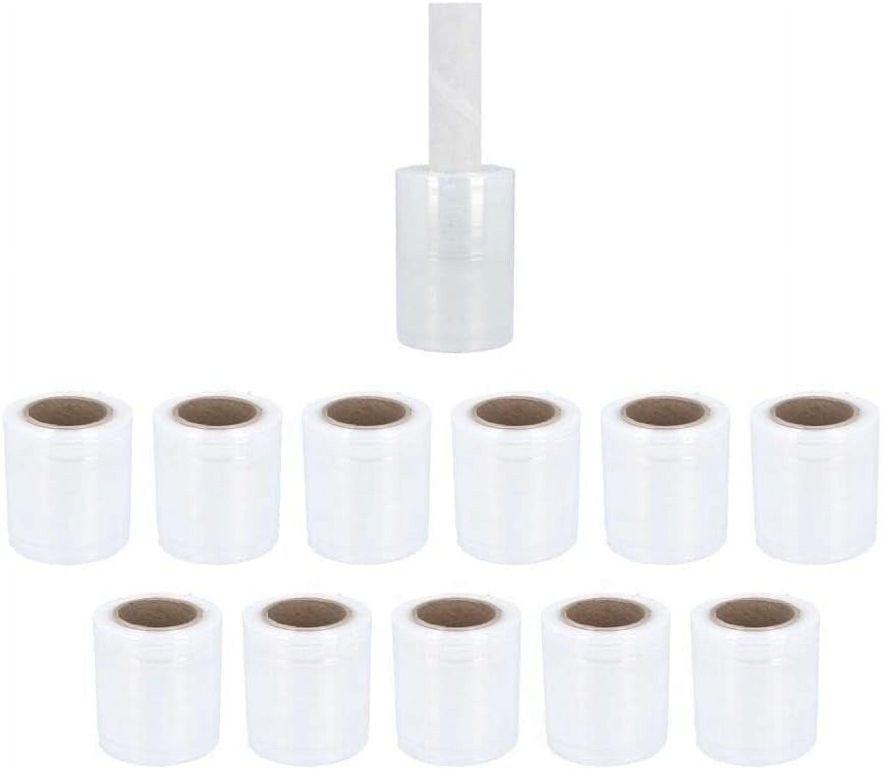 Stretch Wrap Film, Extended Core Handle Packing Wrap, Clear, 5 Inch x 1000 Feet, 45 Gauge, 12 Pack